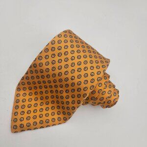 Kiton Napoli Mustard Yellow Blue Geometric 63" Silk Tie